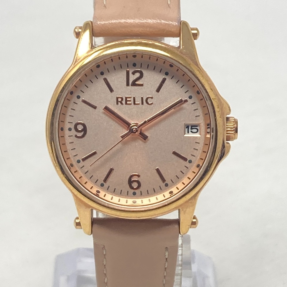Relic Womens Watch 28mm Rose Gold Tone Date Blush Band 30M New Battery 8"